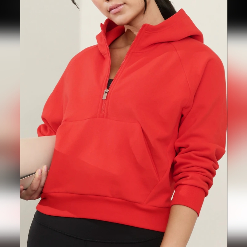 Athleta Red Half-Zip Hoodie